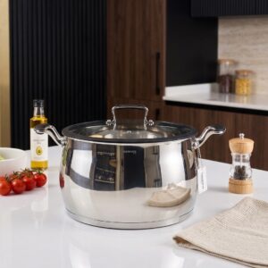 KARKMOS - FAITOUT INOX 26CM avec couvercle en verre