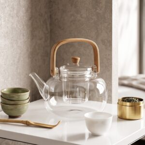 Théière en Verre ML avec Couvercle en Verre