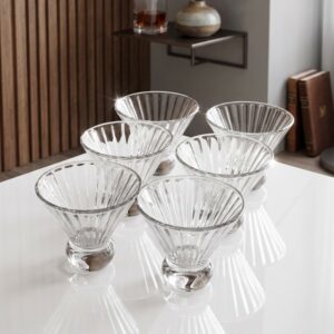 Lot de 6 Coupes à Dessert en Verre Strié