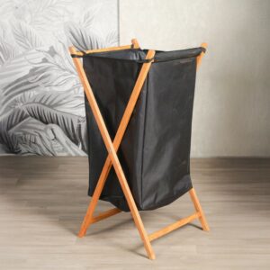 Panier à Linge Pliable en Bois - Noir