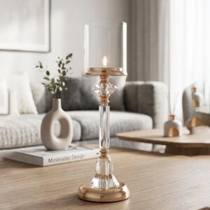 Porte Bougie en Verre avec Cylindre Protecteur 46 cm