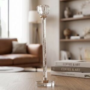 Porte Bougie en Verre Cristal 26 cm