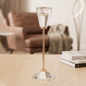 Porte Bougie en Verre & Métal Doré 23 cm