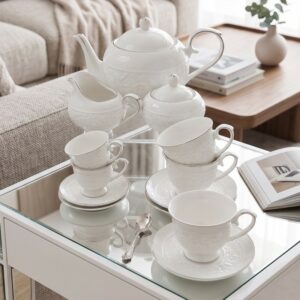 Service à Café en Porcelaine Blanc 29 Pièces
