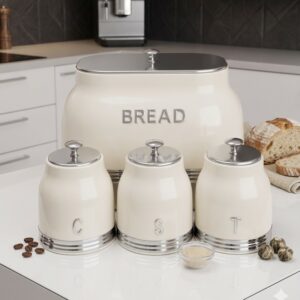 Set Boîte à Pain en Métal avec 3 Bocaux