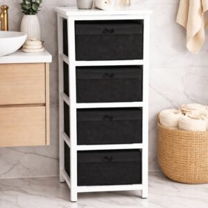 Set de 4 Paniers de Rangement avec Support 94x34 cm