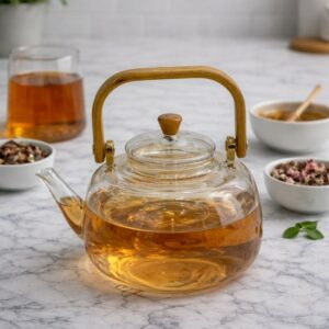 Théière en Verre 1000ML avec Couvercle en Verre