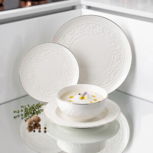 Service de Table en Porcelaine 24 Pièces Blanc