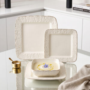 Service de Table en Porcelaine 24 Pièces Blanc