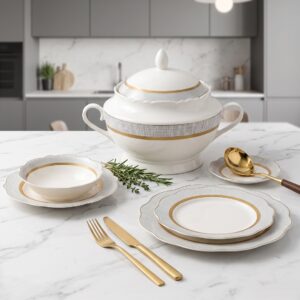 Service de Table en Porcelaine 26 Pièces