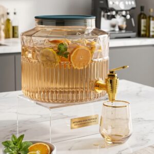 Distributeur de Boissons en Verre avec Robinet Doré