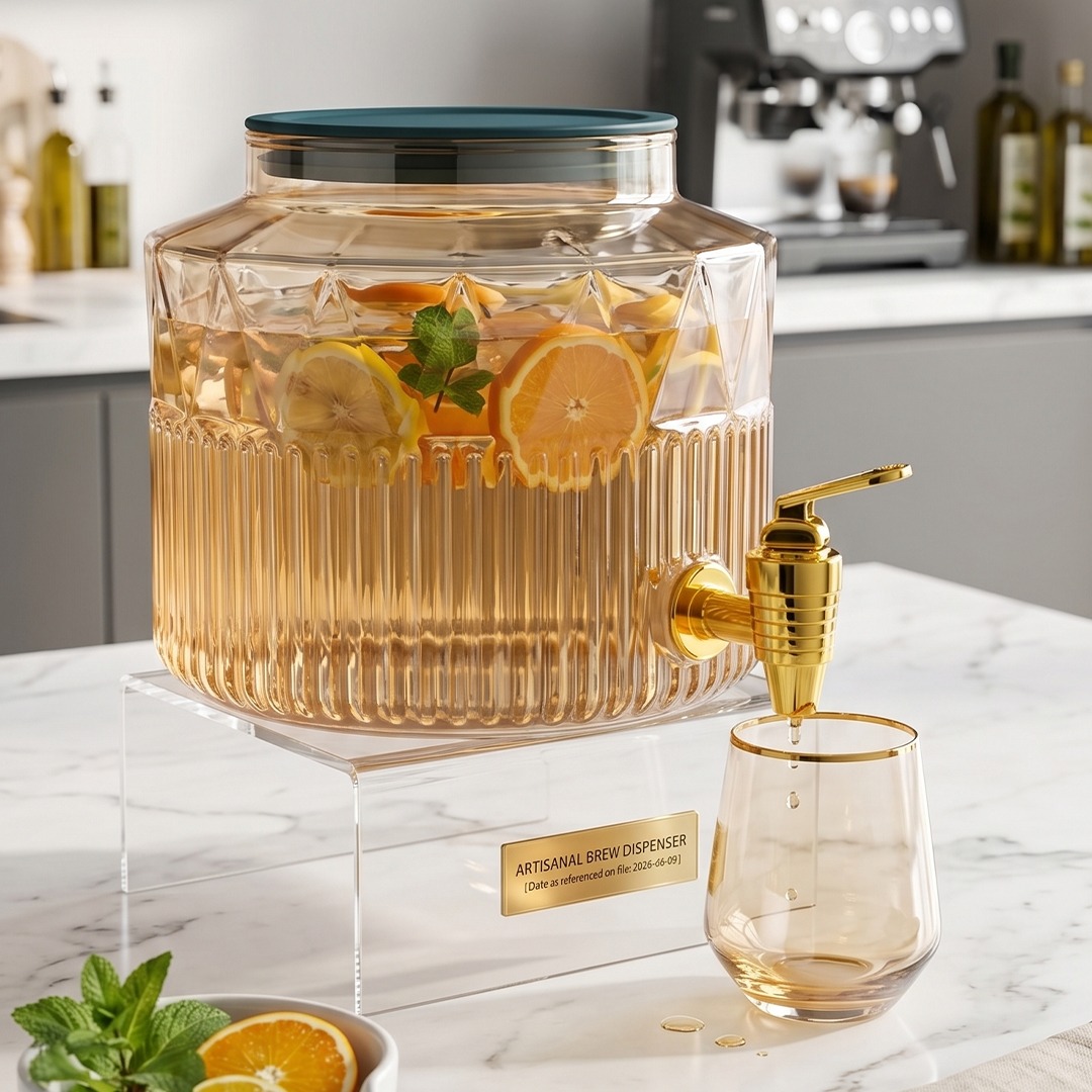 Distributeur de Boissons en Verre avec Robinet Doré