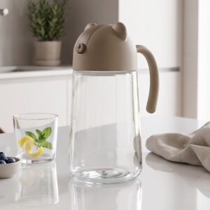 Bouteille d'Huile en Verre  avec Couvercle Beige
