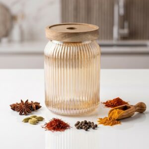 Bocal de Conservation en Verre avec Couvercle en Bois
