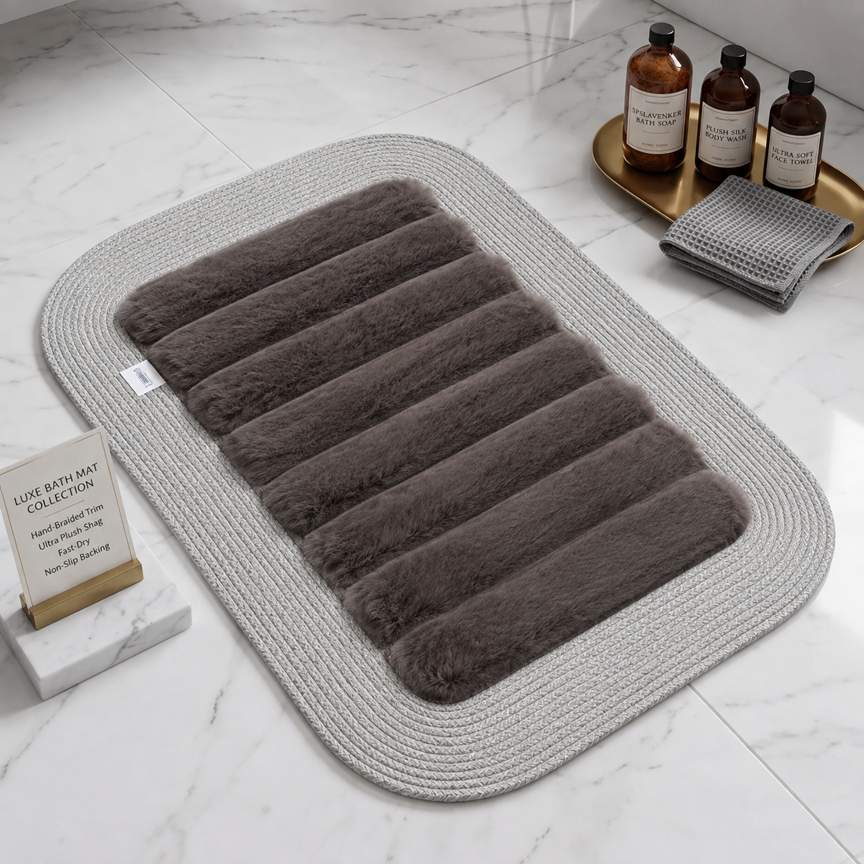 Tapis de Bain Doux et Moelleux Marron 80*60