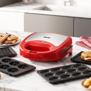 REMAX JK-221M - Appareil à Gaufre et Panini 4 en 1 Rouge