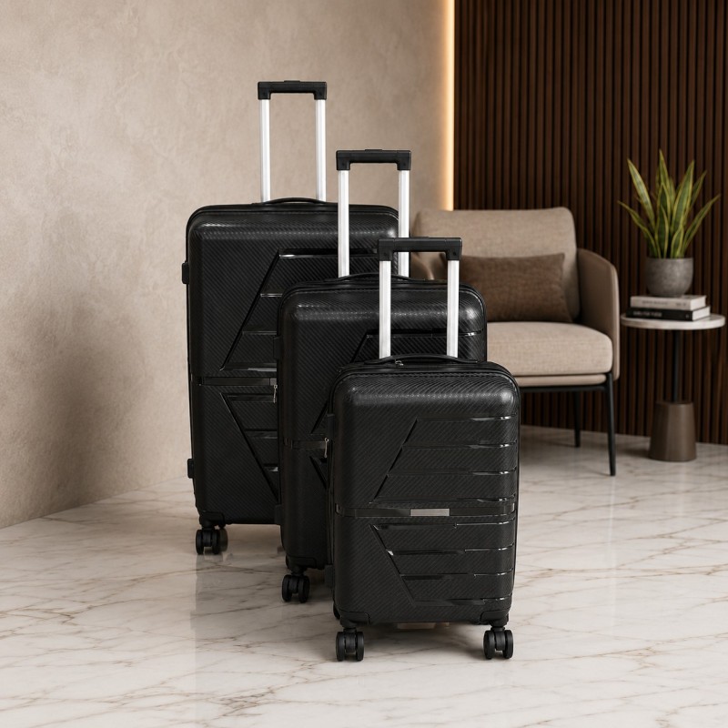 COLISEE+ - Série de 3 Valises en Polypropylène Incassable Noir