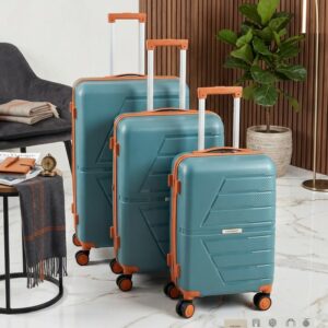 COLISEE+ - Série de 3 Valises en Polypropylène Incassable Turquoise & Marron