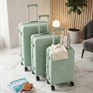 COLISEE+ - Série de 3 Valises en Polypropylène Incassable Vert