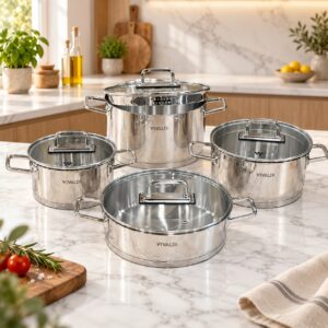 Batterie De Cuisine Vivaldi Diamond-8 pièces En Inox 18/10