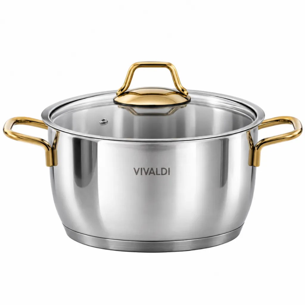 Batterie De Cuisine En Inox 18/10 Vivaldi Perla- 7 pièces - Doré – Image 5