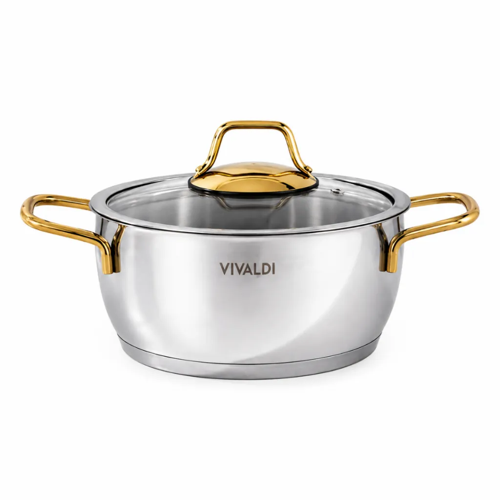 Batterie De Cuisine En Inox 18/10 Vivaldi Perla- 7 pièces - Doré – Image 6