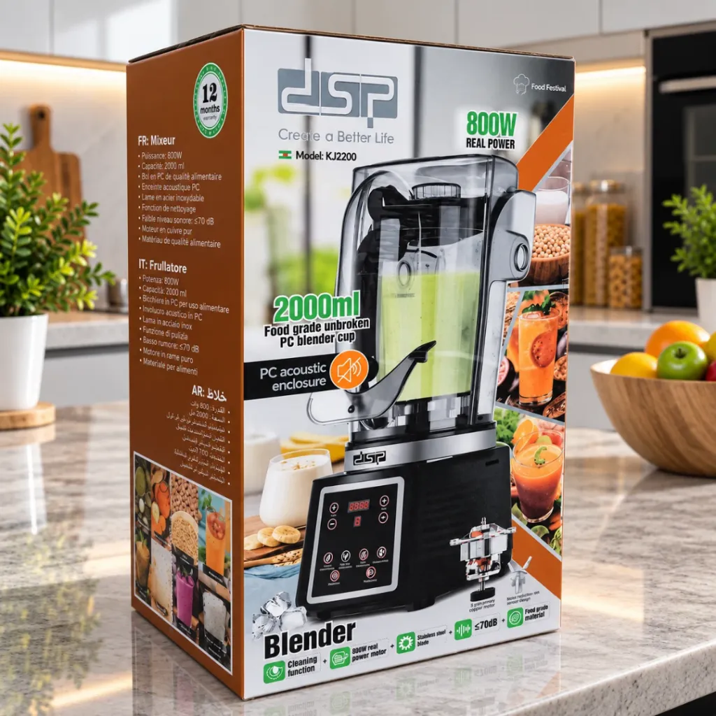 DSP KJ2200 - Blender Professionnel Multifonction 800W 2L – Noir – Image 4