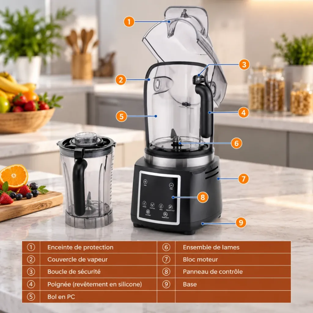 DSP KJ2200 - Blender Professionnel Multifonction 800W 2L – Noir – Image 2