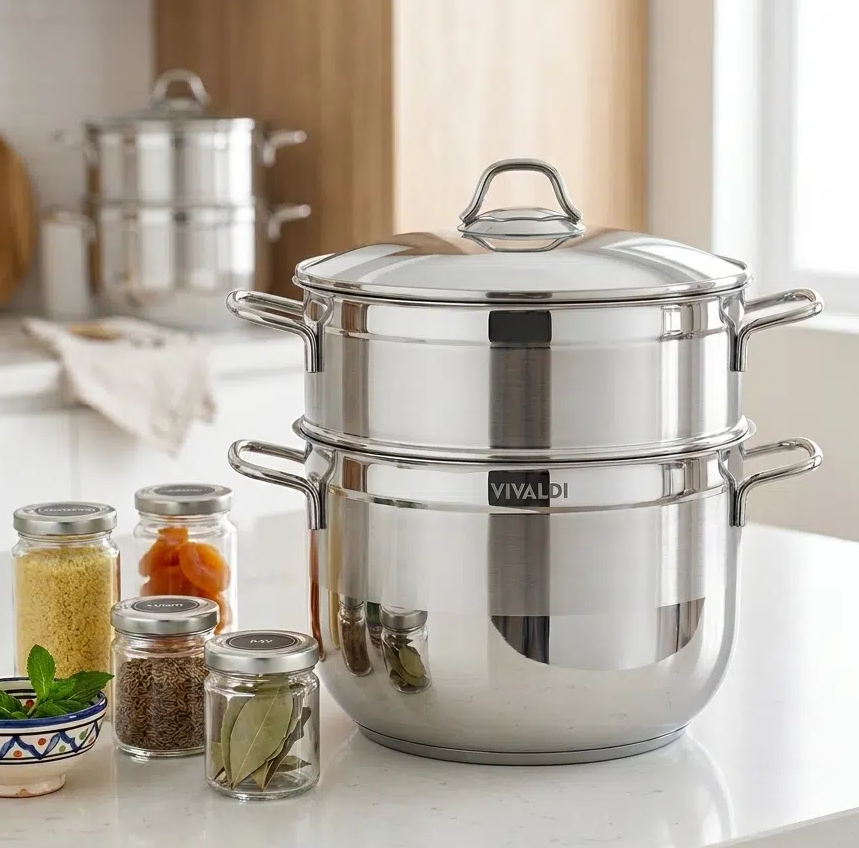 Vivaldi - Coucoussier en Inox 18/10 8L