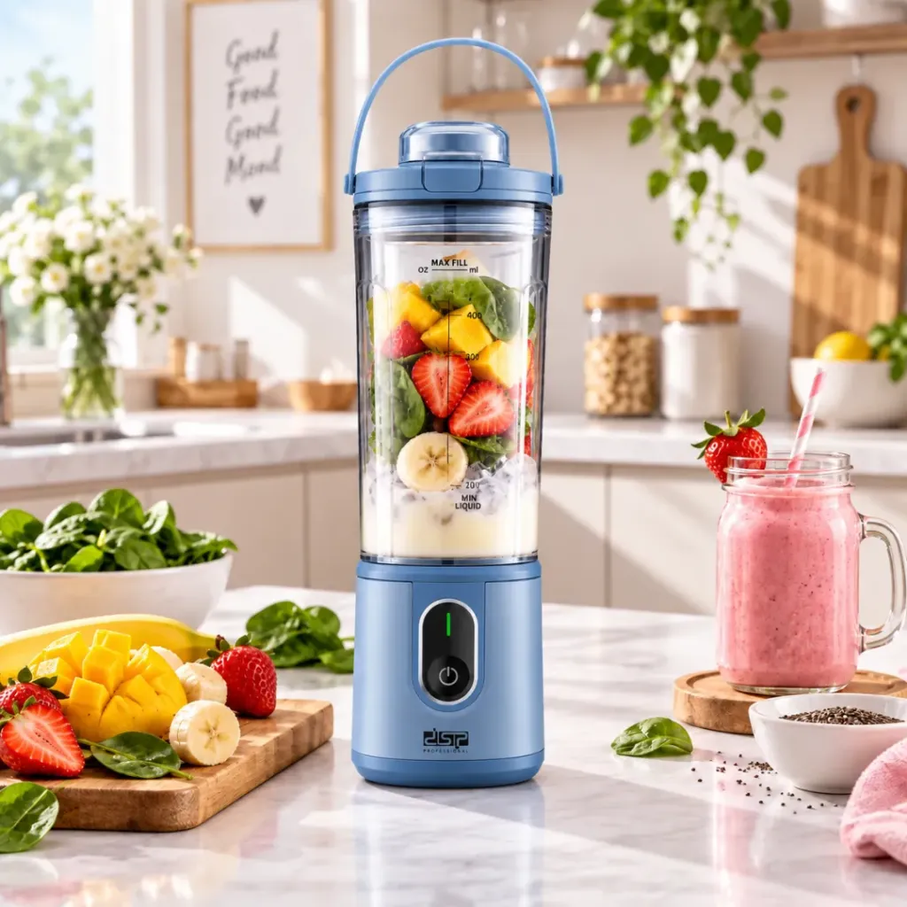 DSP KJ2206 - Mini Blender Rechargeable 110W 400ml Bleu