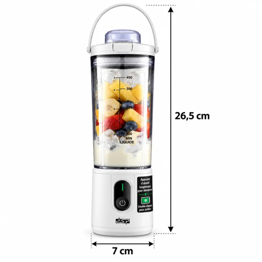DSP KJ2206 - Mini Blender Rechargeable 110W 400ml Blanc – Image 2