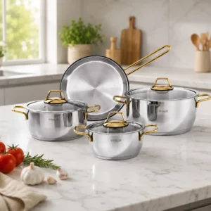 Batterie De Cuisine En Inox 18/10 Vivaldi Perla- 7 pièces - Doré