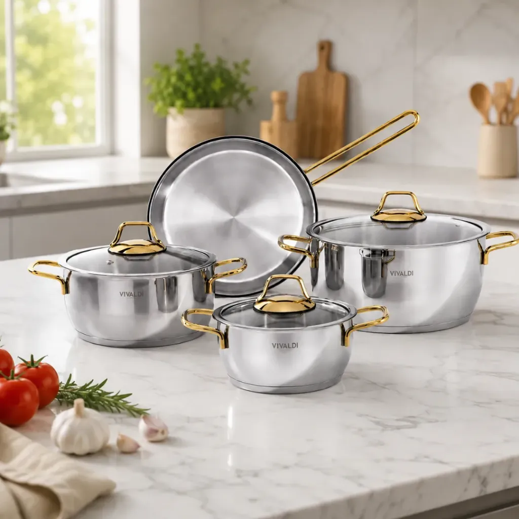 Batterie De Cuisine En Inox 18/10 Vivaldi Perla- 7 pièces - Doré