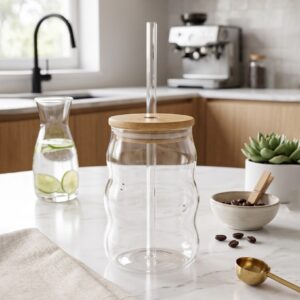 Mug avec Paille en Verre 350ML