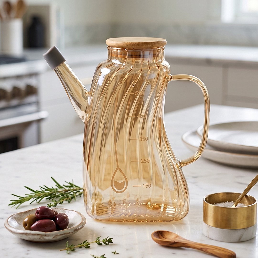 Huilier Gradué en Verre avec Bec Verseur 550 mL