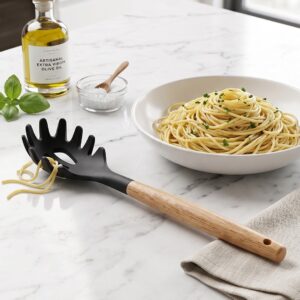 Cuillère à Spaghetti en Silicone avec Manche en Bois