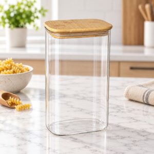 Porte Épices en Verre ML avec Couvercle en Bois