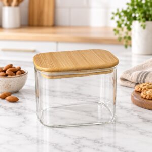 Porte Épices en Verre ML avec Couvercle en Bois