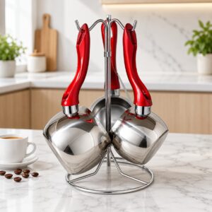 hascevher _ Service à Zézwa en Inox avec Support – 4 Pièces