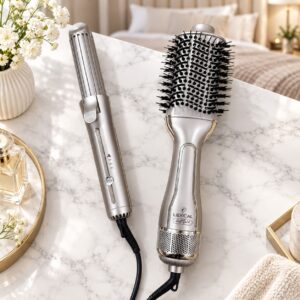 Lexical LGW-5812-9 – Pack Coiffure Brosse Soufflante & Fer à Lisser