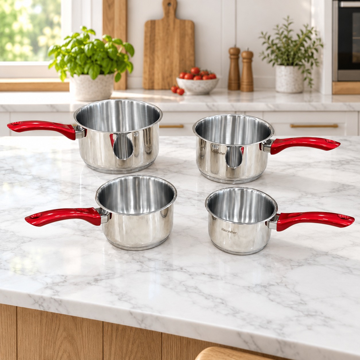 Hascevher – Set de 4 Casseroles en Inox