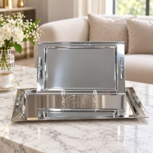 Tiamo - Set de 2 Plateaux Rectangulaires en Inox 18/10