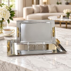 Tiamo - Set de 2 Plateaux Rectangulaires en Inox 18/10