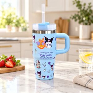 Thermos en Acier Inoxydable Bleu avec paille 500 ml
