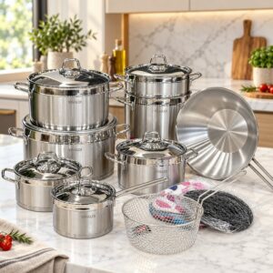 Vivaldi  - Batterie de Cuisine Inox 18/10 21 Pièces