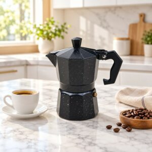 Cafetière Italienne Moka en Aluminium 4 Tasses – Noire