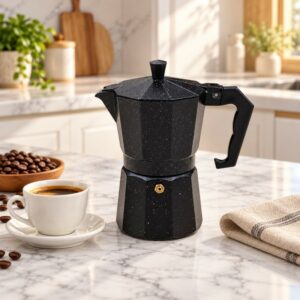 Cafetière Italienne Moka en Aluminium 6 Tasses – Noire