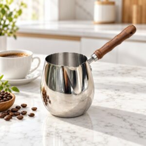 Cafetière Turque en Inox 400 ml avec Manche en Bois