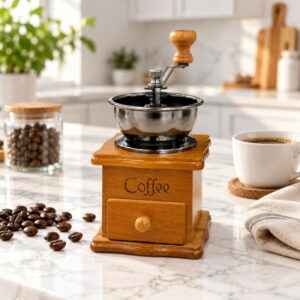 Moulin à Café Manuel Vintage en Bois avec Manivelle