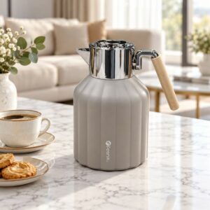 Thermos Isotherme 1L en Plastique avec Intérieur en Verre Beige